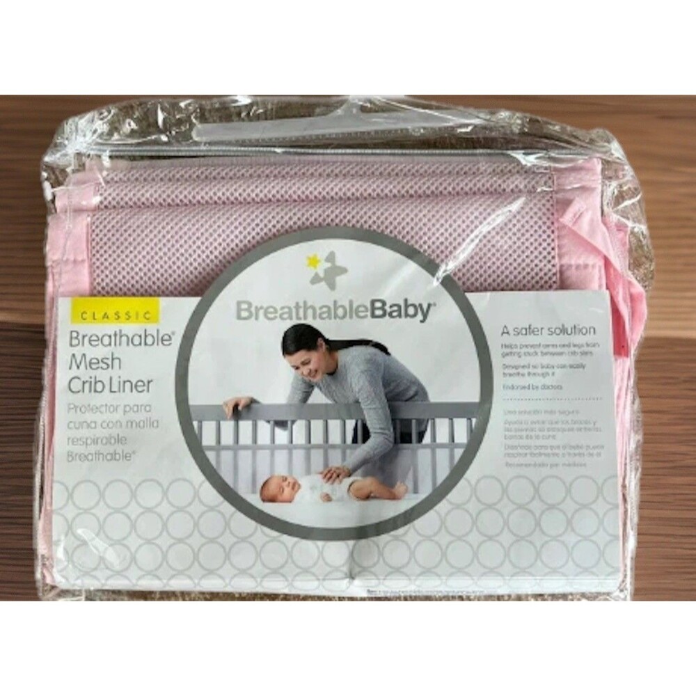BreathableBaby Classic Pink Breathable Mesh Crib Liner Open Package